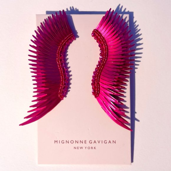 Mignonne Gavigan NY Madeline Large Wing Earrings Hot Pink NWT - Picture 3 of 8